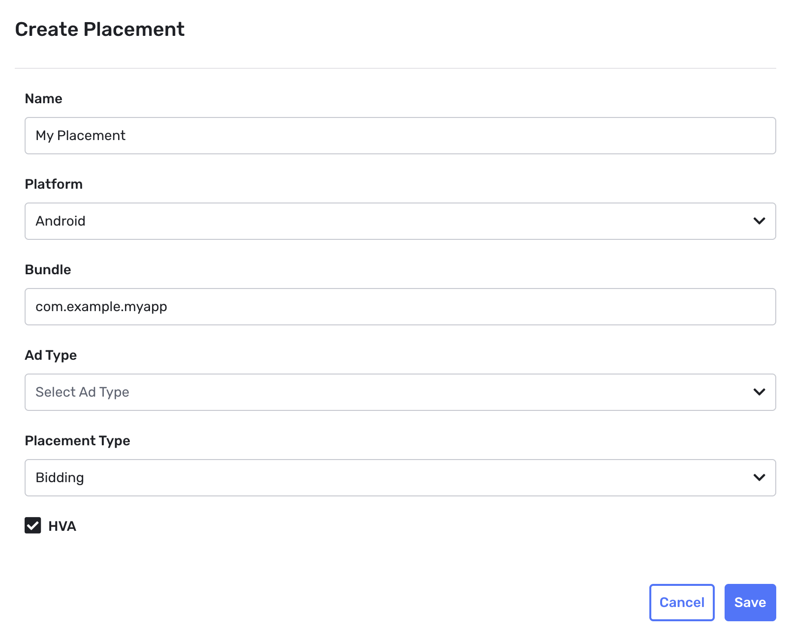 Create Android Placement