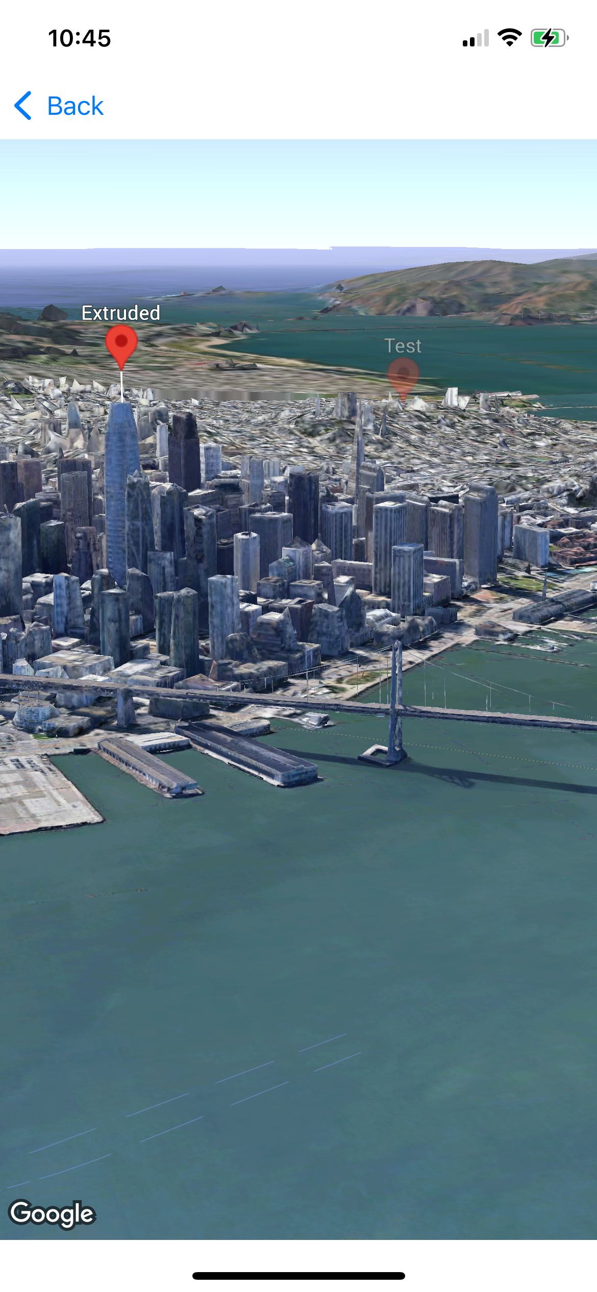 3D map showing a map marker