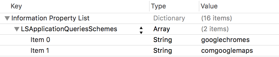 Configuration of `LSApplicationQueriesSchemes` in Xcode