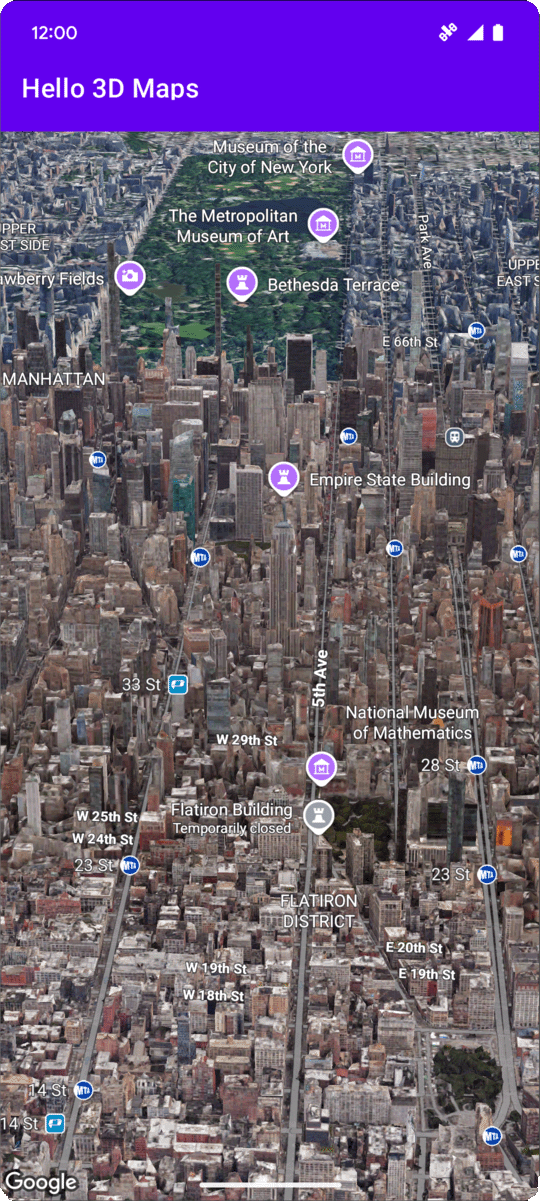 A 3D map showing New York City