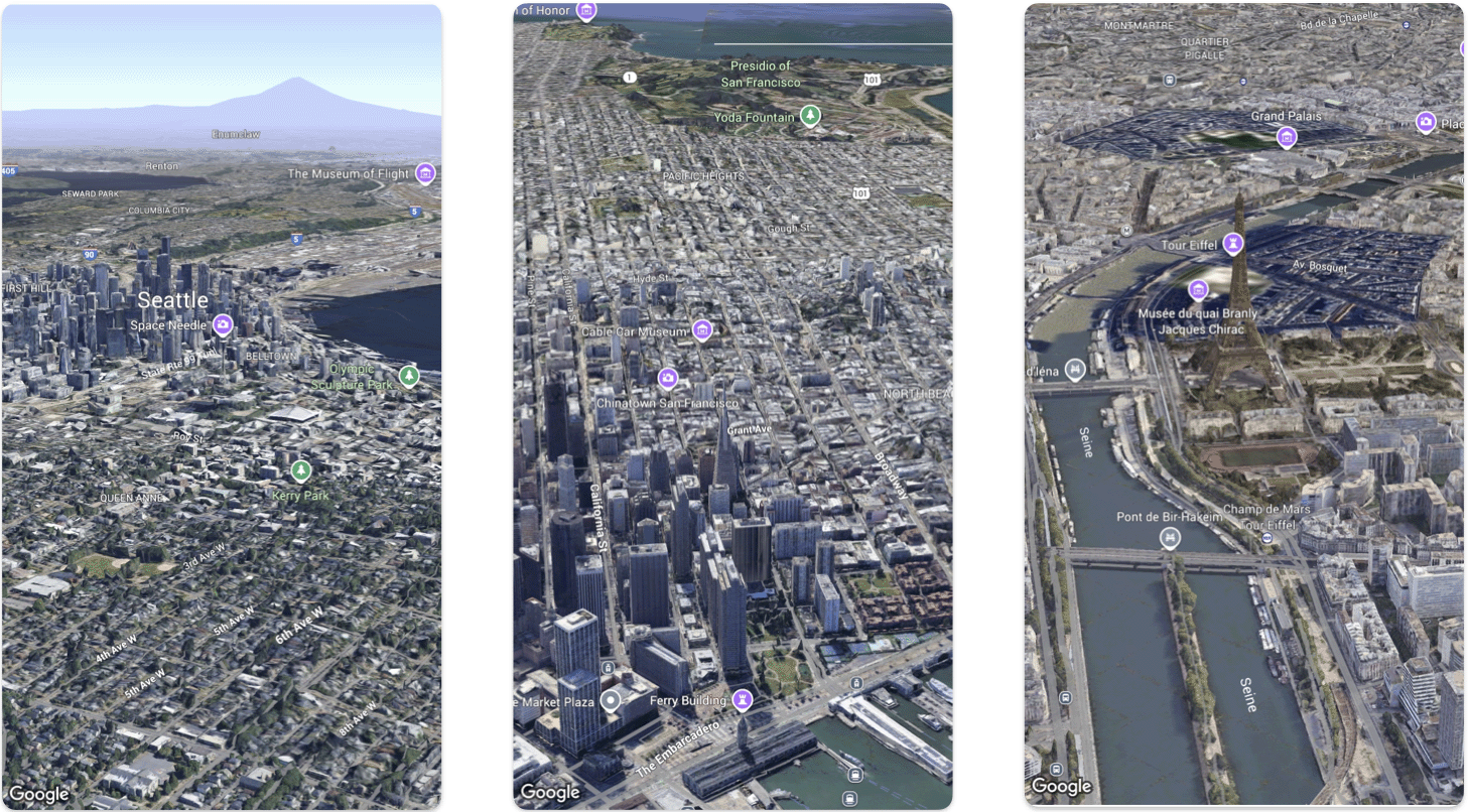 Basic maps of
Seattle, San Francisco, and Paris Basic maps of Seattle, San Francisco, and Paris