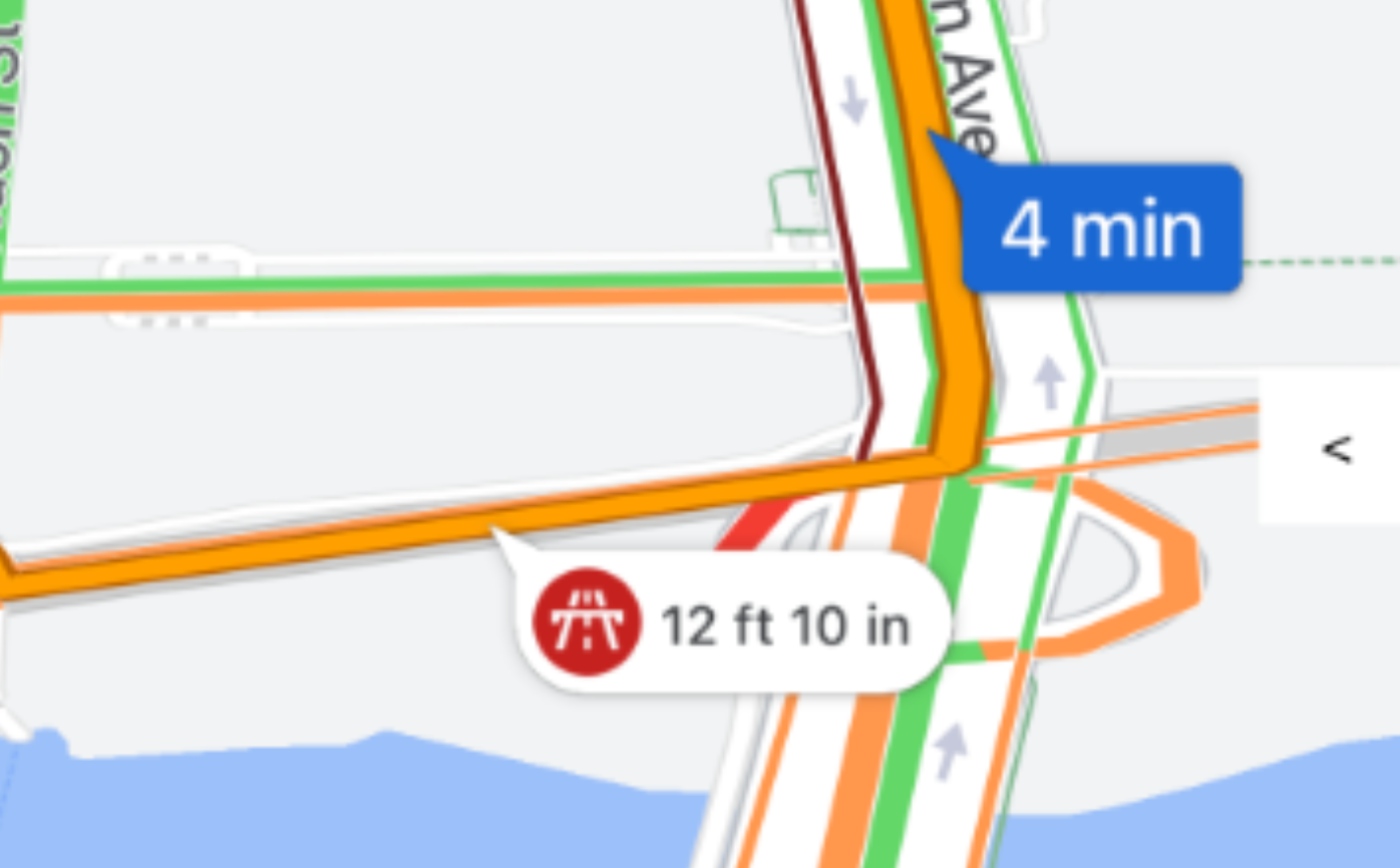 A map showing a height restriction violation