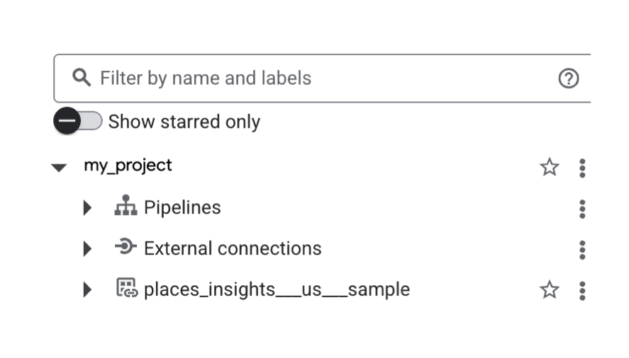 New York City, United States listing in the BigQuery Explorer panel.