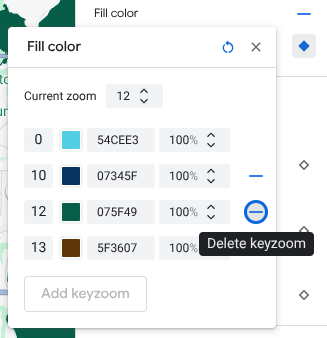 To delete a zoom-level style, select the minus icon