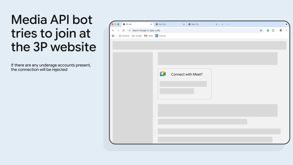Meet Media API bot tries to join at the third-party website.